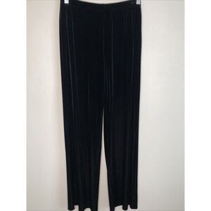New Vintage 90s Y2K High waist Velvet Black Pants Stretch Pull On Wide Leg S/M